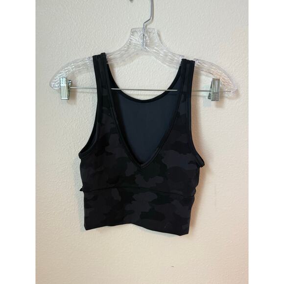Lululemon Power Pivot Black Camo Deep V Tank Top Size 4 - Picture 4 of 6